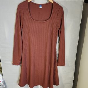 Elegant Ribbed Long Sleeve Dress